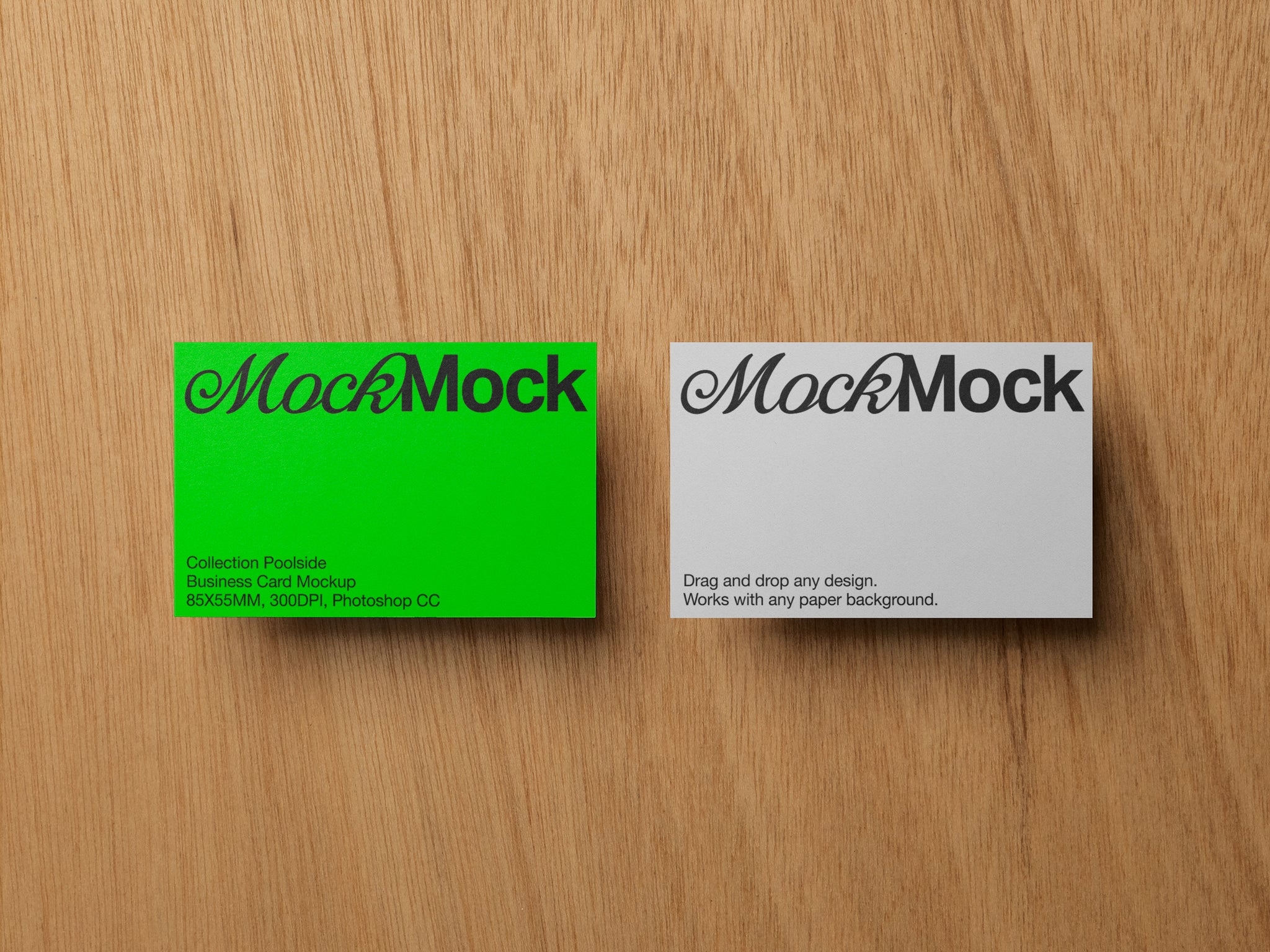 Business Cards Mockup on a wooden background
