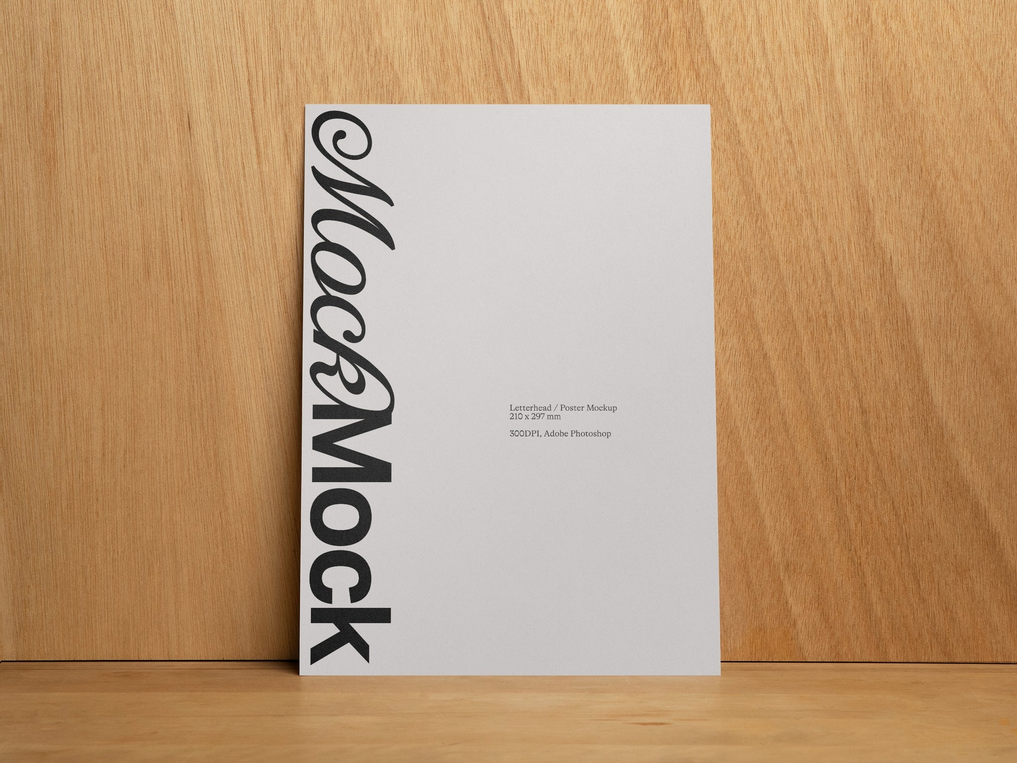 Poster Print Mockup on a wooden background