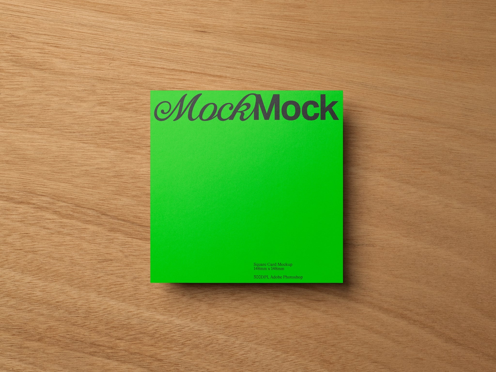 Green Square Print Mockup on a wooden background