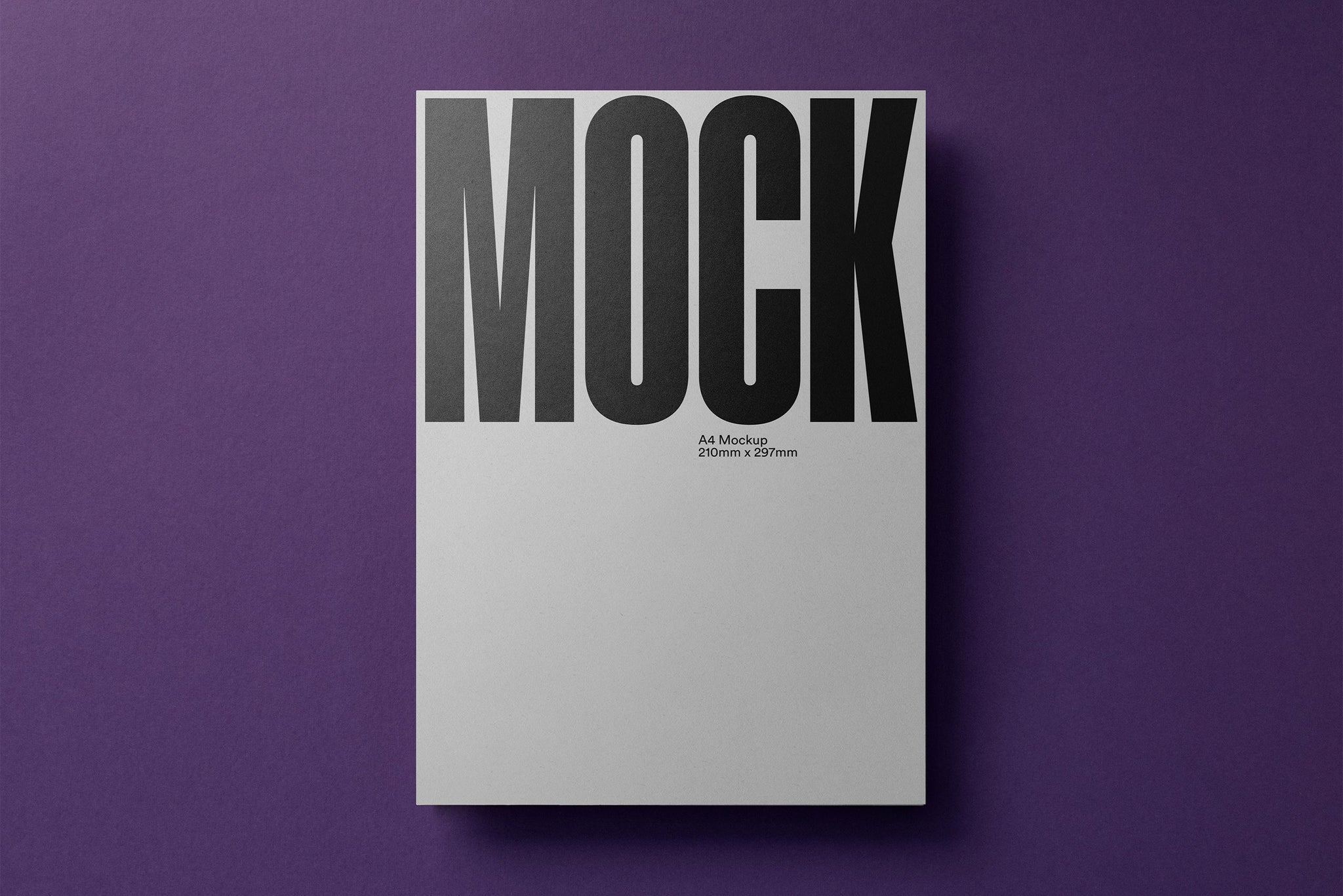 Letterhead or poster mockup on a purple paper background